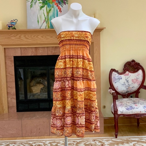 Island Life Floral Tube Top Midi Dress Size Small - Picture 1 of 9